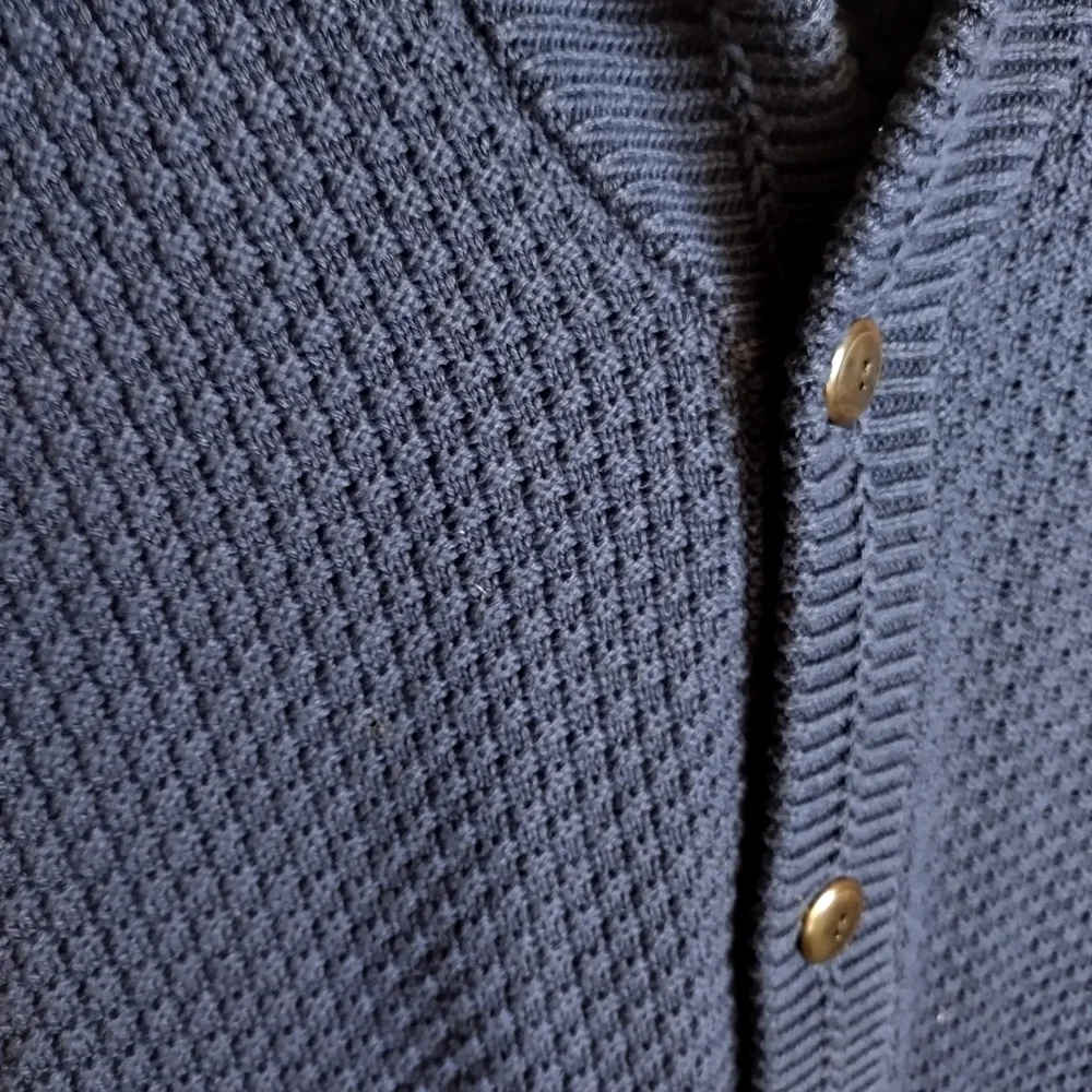 J. Crew knit Checker-stitch cotton shawl cardigan sweater Sz L